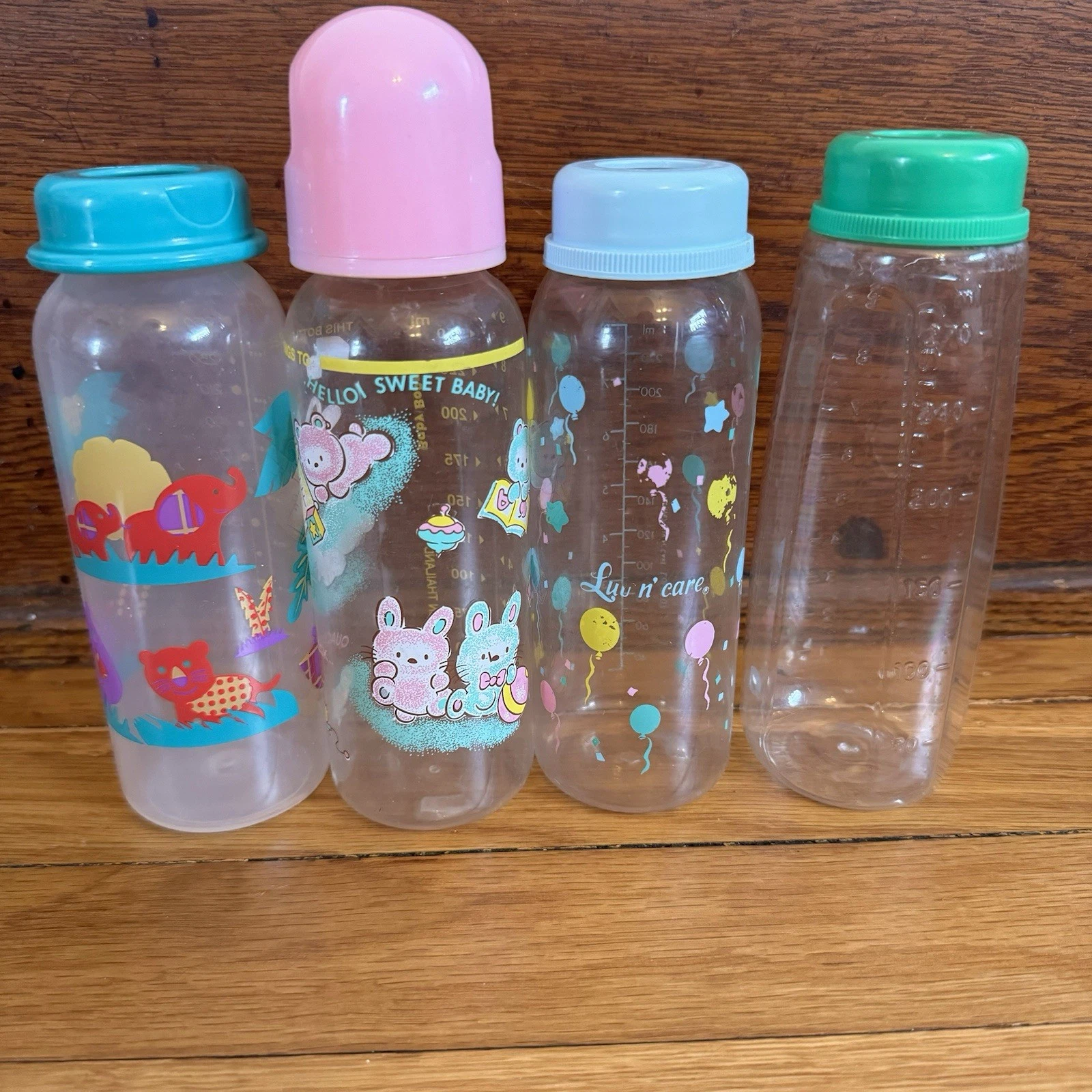 Vintage Baby Bottles Lot Gerber Baby Boom Balloons Elephants Bunnies
