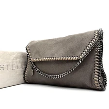 Stella McCartney Falabella Suede Leather Crossbody Bag Gray with Dust Bag