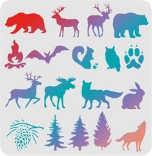 Forest Animal Stencil 11.8in Reusable Painting Template Wood Wall DIY Craft