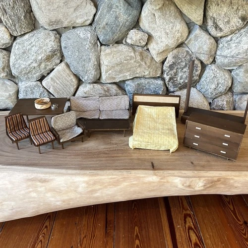 Vtg Mattel Modern Furniture Living Room, Bedroom, Kitchen Set 1958 Barbie Size