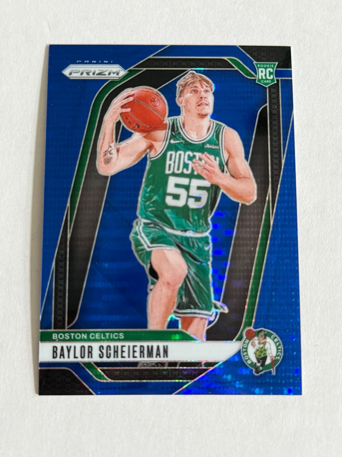 Baylor Scheierman 2024-25 Panini Prizm /99 Blue Pulsar RC Celtics #236