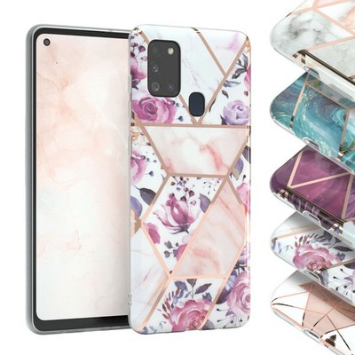 EAZY CASE für Samsung Galaxy A21s Hülle IMD Marmor Backcover Silikon Cover Etui