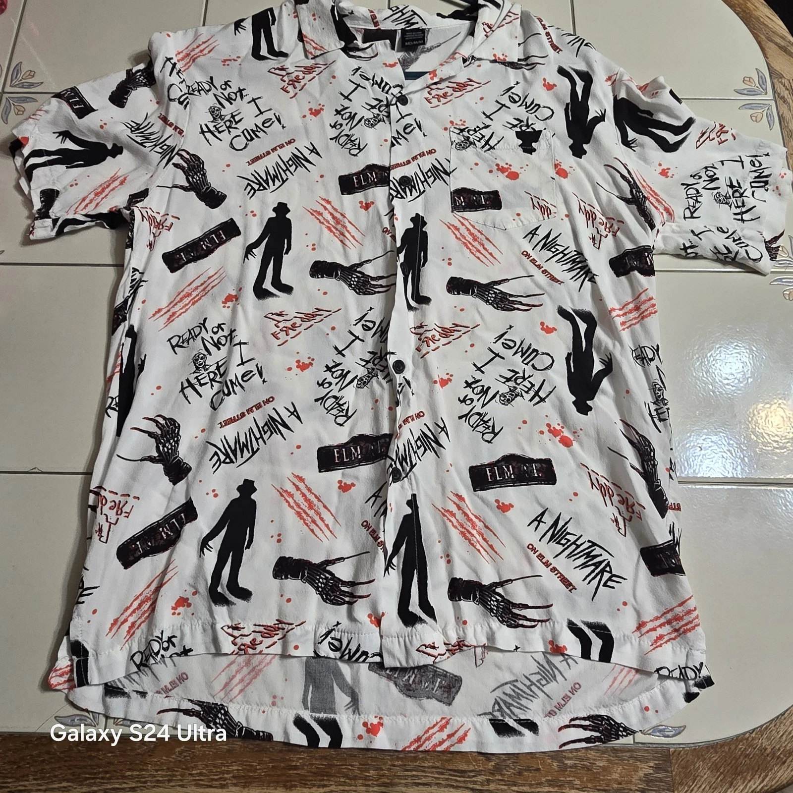 MAD ENGINE A Nightmare On Elm Street Shirt Mens M Freddy Krueger Button Up Camp
