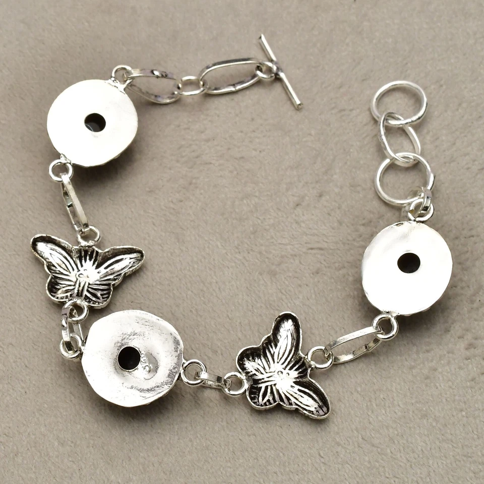 Pulsera de plata esterlina 925 con piedras preciosas de ónix negro joyería... - Imagen 4 de 4