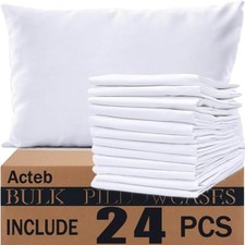 Bulk Pillow Cases Standard Size Set of 24 Pack Basic Pillowcases White Pillow...
