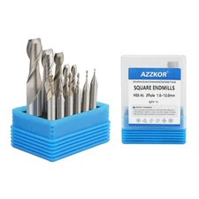 EndMills 2 Flutes HSS-AL CNC Router Bit Cutting Tool Set 1.0-12mm for Steel W...