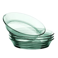 4 pc Emerald Green Glass Deep Plate Blue Dinner Bowl Salad Plate Pasta Bowl Set
