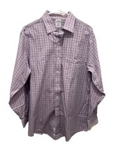 Brooks Brothers Shirt Mens Size 16 2/3 Purple Plaid Dress Button Up Long Sleeve
