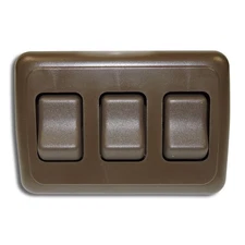 Triple 3 Gang On-Off 12V Brown Light Switch - RV Camper Trailer Marine Boat 12 V