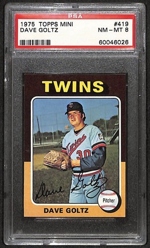 1975 Topps Mini Dave Goltz #419 PSA 8 NM-MT Minnesota Twins