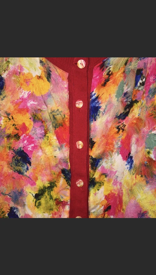 Cárdigan rojo con monograma HWR talla pequeña Anthropologie Foto 4 de 4