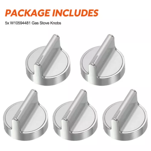5Pz Pomelli Fornello Acciaio Inox W10594481 Sostituire per Whirlpool AP6023301 - Foto 2 di 12