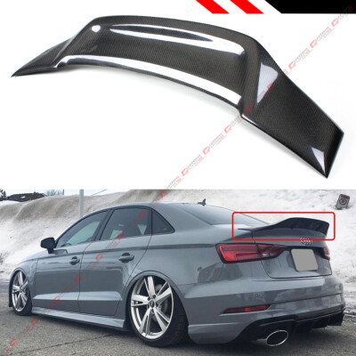 FOR 14-20 AUDI A3 S3 SEDAN HIGHKICK DUCKBILL RT STYLE CARBON FIBER TRUNK SPOILER