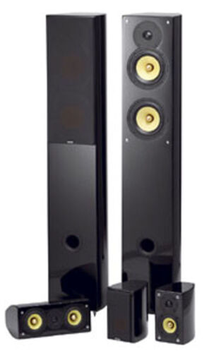 HiFi Lautsprecher System, schwarz Hochglanz Standboxen + Satelliten + Center - Bild 1 von 1