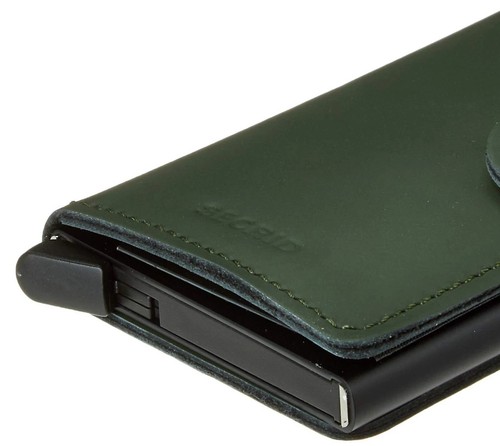 SECRID - Herren Mini Matte Leder Geldbörse mit RFID Kartenschutz GRÜN-SCHWARZ - Bild 2 von 5