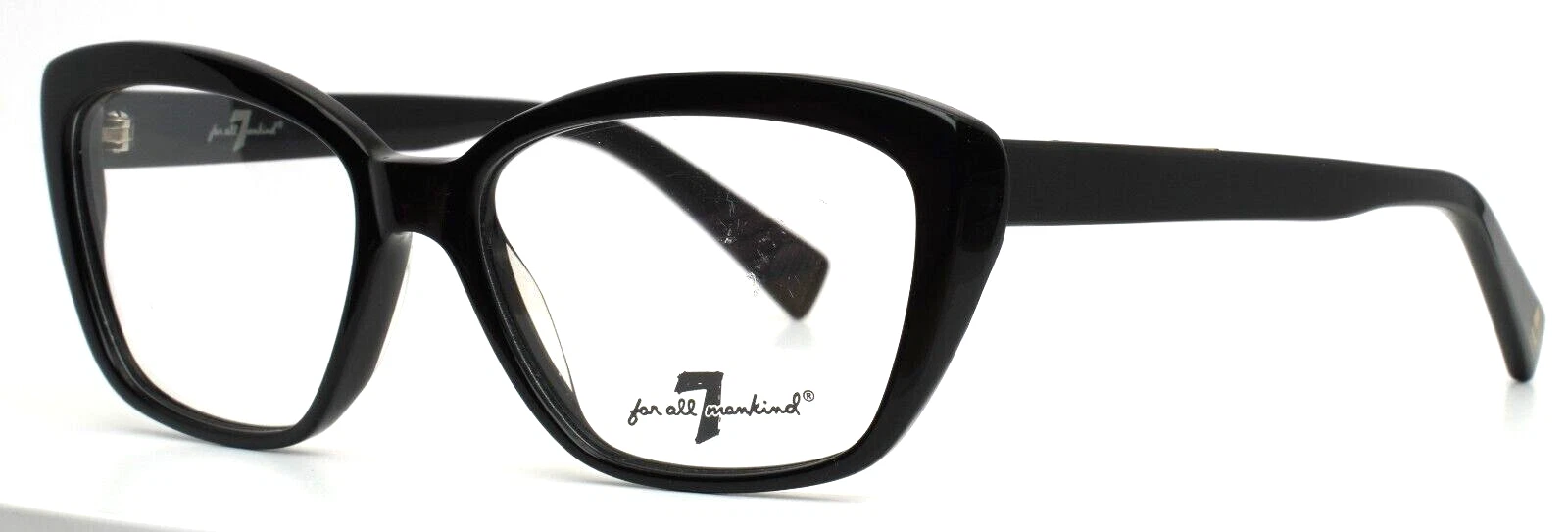 7 FOR ALL MANKIND 717 Jet Black Womens Semi Cat Eye Eyeglasses 51 15 135