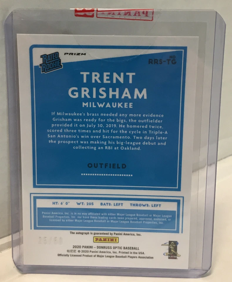 2020 PANINI TRENT GRISHAM OPTIC BLACK BORDER AUTOGRAPH SEALED /50 L@@K!!!  - Image 2 of 3