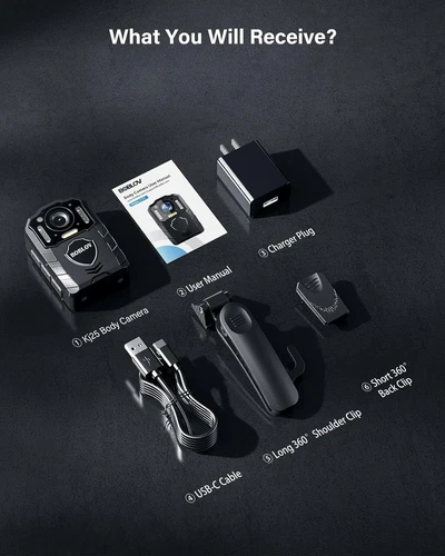 BOBLOV KJ25 1440P Police Body Camera with Audio Camcorder Law Enforcement 256GB - Picture 7 of 8