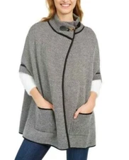 Cejon women's woven knit Poncho Cape Cardigan - one size -Black