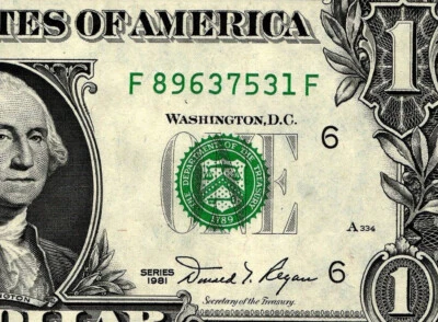 1981 $1 Federal Reserve Note CRISP UNCIRCULATED ATLANTA DISTRICT F BLOCK