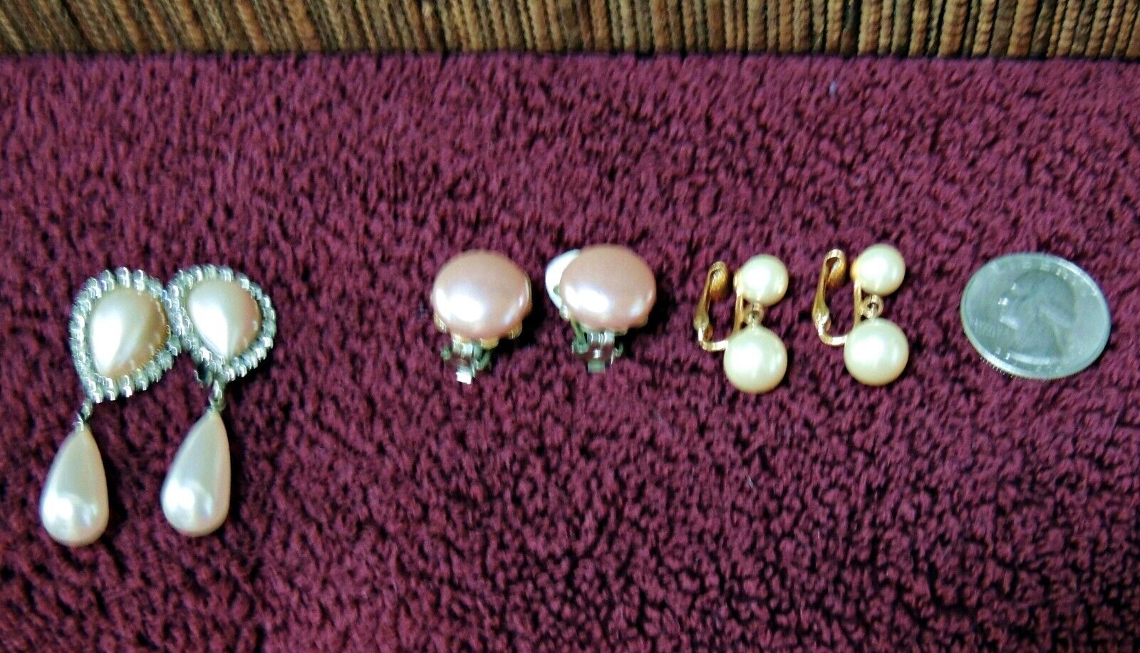 Vintage Lot of 3 Pair faux Pearl Earrings CLIP Pa… - image 5