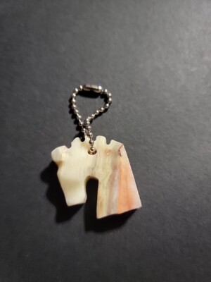 Vintage Hard Stone Carved Hirse Keychain Key Chain
