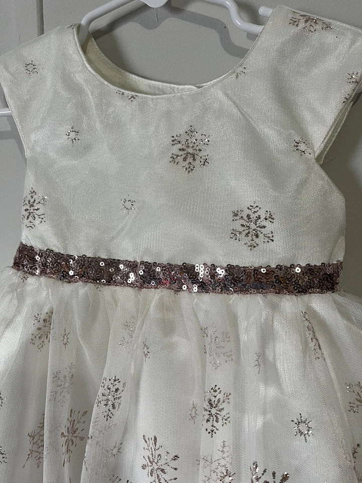 Jona Michelle Sparkling Rose-Gold Holiday Snowflake Dress Size 2T - Изображение 2 из 4