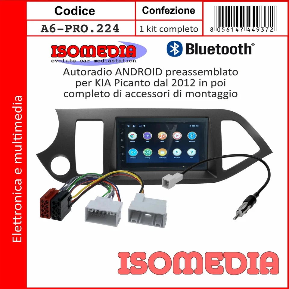 AUTORADIO ANDROID 7" 4 + 64GB KIA PICANTO 2012 A 2014 CON START & STOP - Immagine 3 di 4