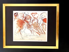 LEROY NEIMAN +  JACK NICKLAUS + 1991 + SIGNED PRINT FRAMED 14X11 in.