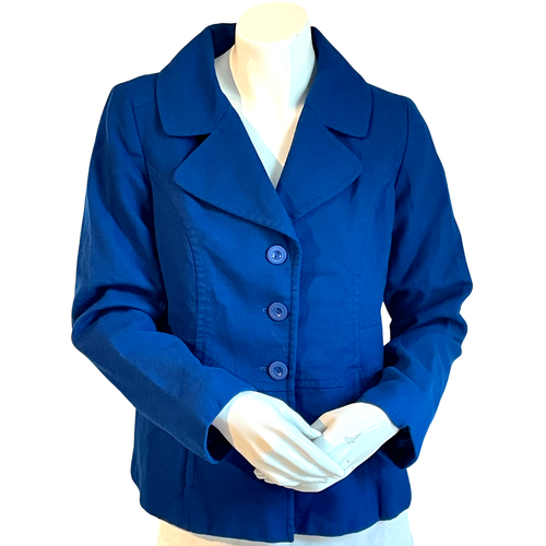 Pendleton Damen Gr. 12 blau Wolle Blazer Jacke Vintage maßgeschneiderte Passform gekerbter Kragen