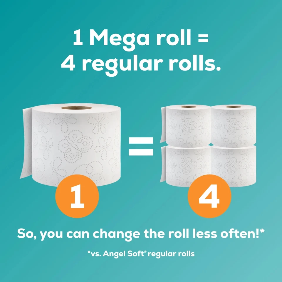 Papel higiénico Angel Soft de 2 capas, 24 mega rollos envío gratuito Foto 3 de 4