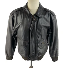Vintage American Born Leather Jacket Type A-2 Flight Bomber Embossed Camel Large
