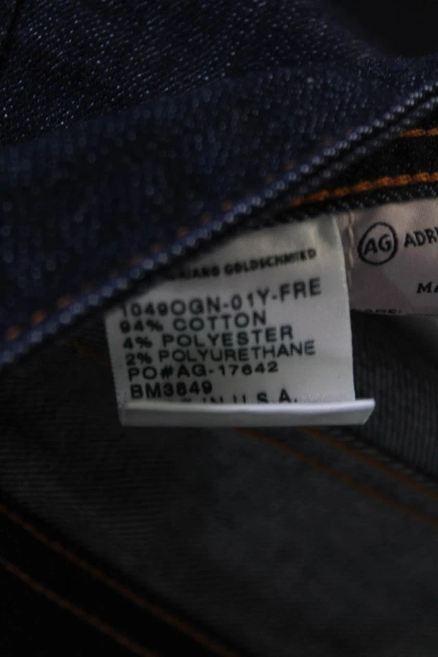 Женские хлопковые прямые вареные джинсы AG Adriano Goldschmied темно-синие размер 34 - Изображение 4 из 4