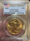 2006 1 oz $50 Gold Eagle Coin PCGS MS70 First Strike Label