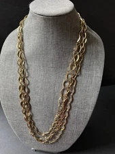 Multi-Strand Chain Choker Layered Necklace Gold Tone Minimalist Classic Career