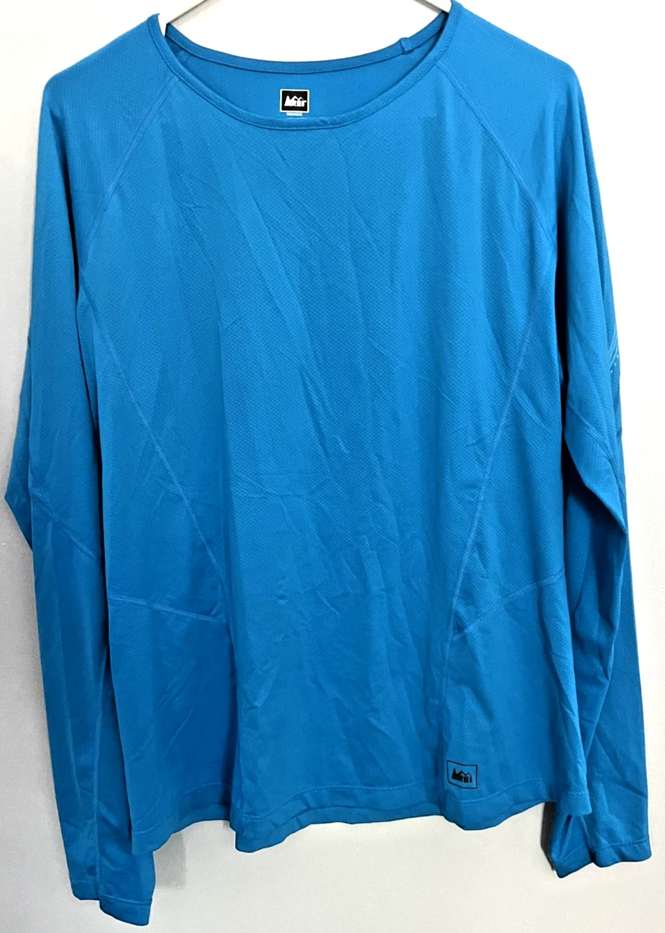 REI Shirt Womens Large Blue Long Sleeve Performance Athletic Activewear Crewneck