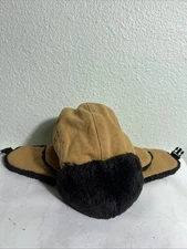 Unbranded Trapper Hat Canvas Duck Brown Faux Fur Lining Size M/L Ear Flap