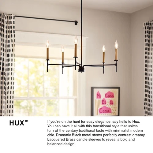Lark 83077 Hux 7 Light 36"W Taper Candle Style Chandelier - Brass - Picture 6 of 8