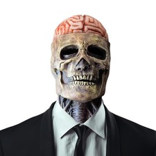 Halloween Skull Mask, Scary Full Head Horror Mask with Movable Jaw, Realistic La