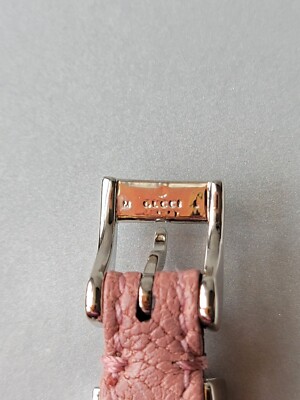 GUCCI Dusty Pink Leather Bracelet Silver GG Double G Buckle