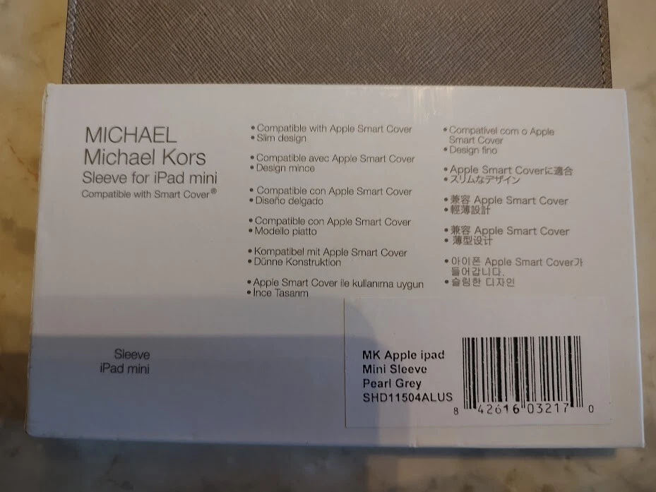 NOVO MK Michael Kors Capa de Couro Saffiano Cinza Pérola para um iPad Mini - Imagem 3 de 3