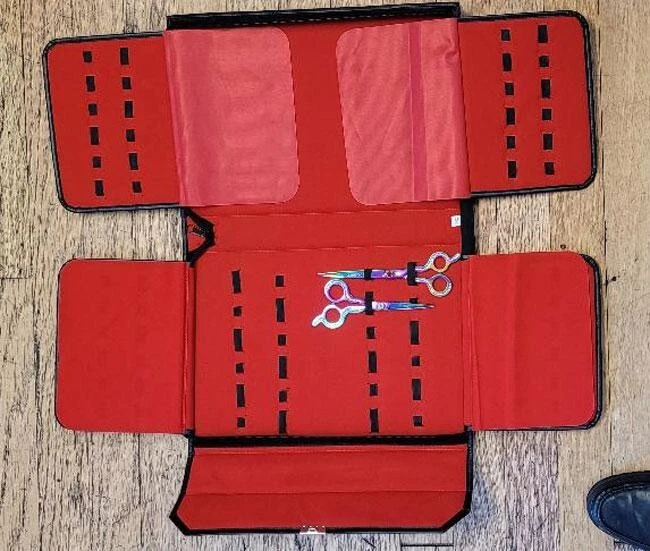 Estuche de tijeras salón exhibición de tijeras 48 pares soporte de tijeras de peluquero estuche marrón Foto 2 de 2