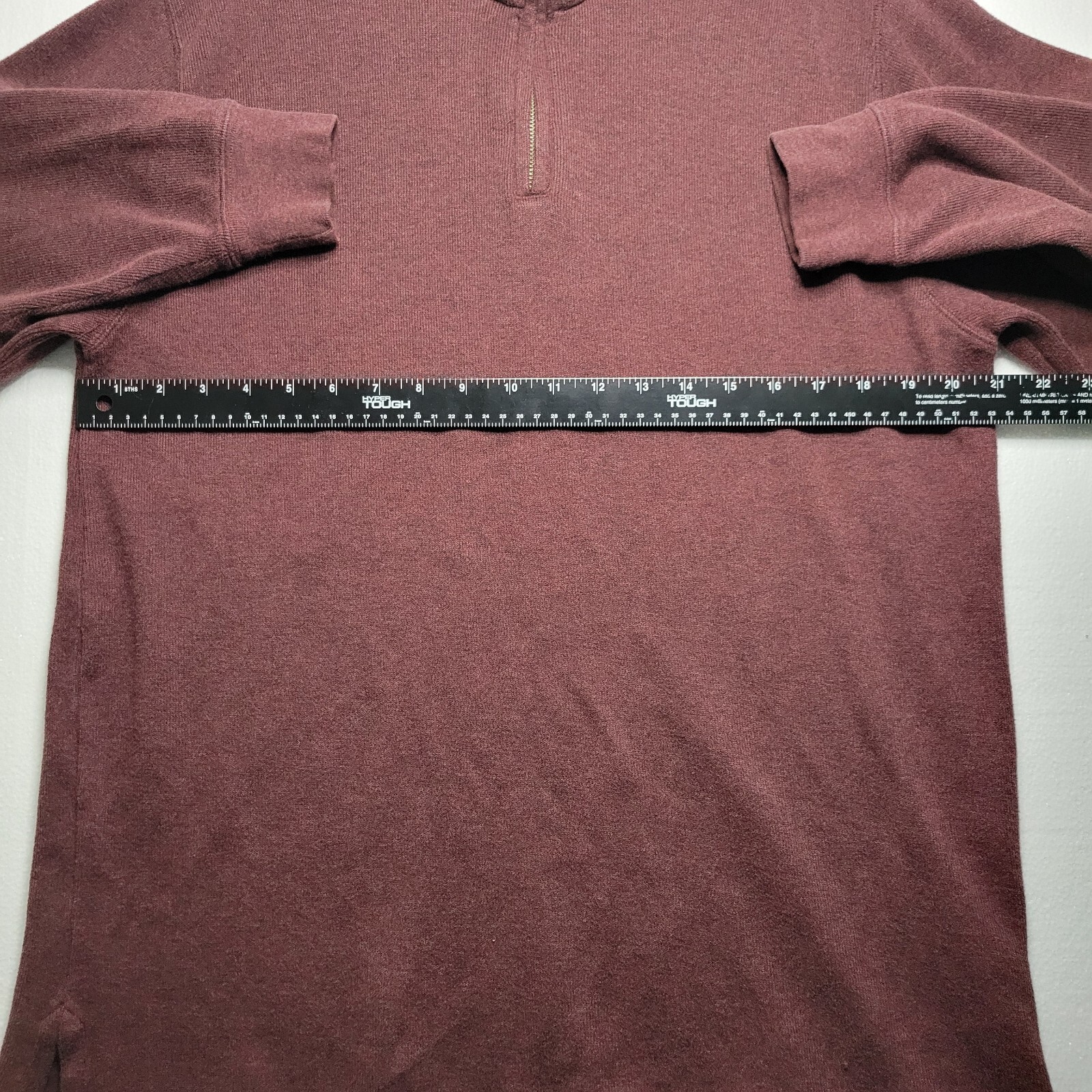LANDS END Mens Medium 38-40 Maroon 1/4 Zip Cotton Pullover Sweater Sweatshirt image 8