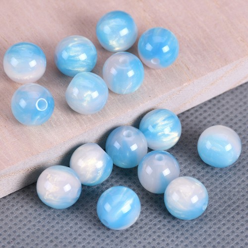Glossy Bicolor Round 8mm 10mm Resin Plastic Loose Beads Lot For Jewelry Making - Picture 7 of 14