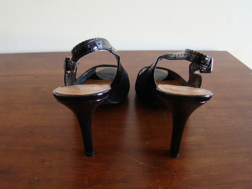 Zapatos de mujer Etienne Aigner Xamine 10 M tacones negros sandalias - Imagen 2 de 8