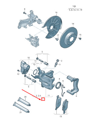 NEU AUDI TT FV BREMSSATTEL HINTEN LINKS 5Q0615423D ORIGINAL