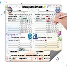 Belohnungstafel 2 Kinder Routine Planer magnetisch Monster Whiteboard Stift