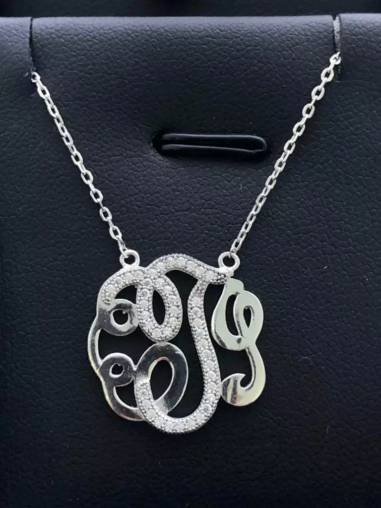 Sterling monogram necklace sale