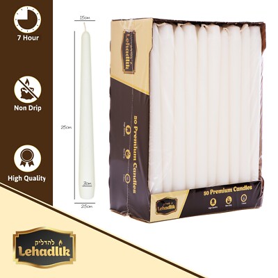 50er PACK HOCHWERTIGE KONISCHE DINNER BISTRO STIL TROPFFREIE SAUBER BRENNENDE KERZEN