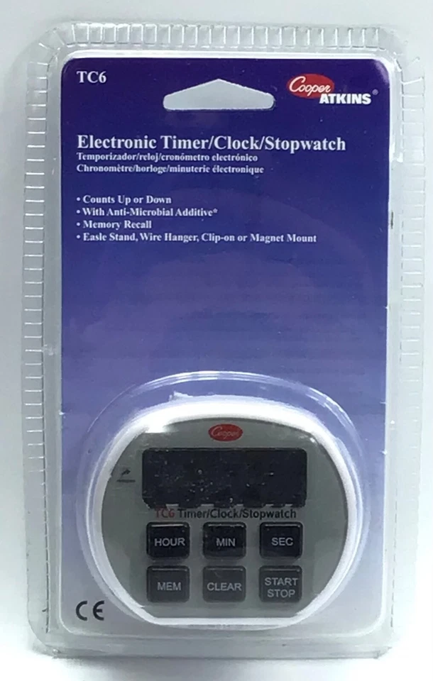 Cooper Atkins TC6 / Timer Clock Stopwatch / 6-Button / Easel Stand or Magnetic - Image 4 of 4
